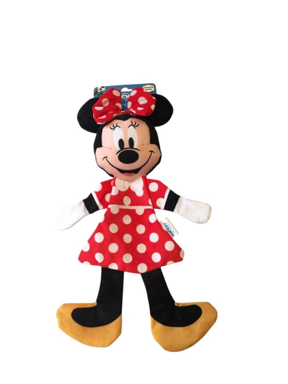 Disney Minnie Mouse Flattie Crinkle Squeak Plush Dog Toy